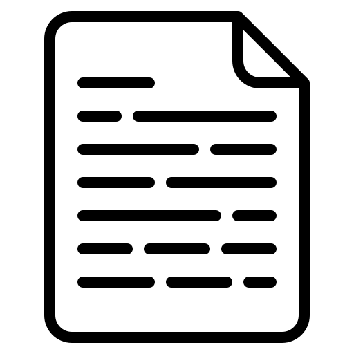 Icono de editor de textos u hoja con texto